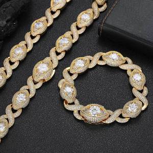 Hip Hop Eye of Horus Cuban <b>Chain</b> 15MM <b>Iced</b> Out CZ Zircon Eyes Shape Big Diamond Cuban Link <b>Chain</b> Bracelet Necklace - Product Image 1