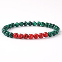 Bracelet unisexe fait main en pierres naturelles de 6 mm, couleurs du drapeau palestinien, avec cordon réglable, cadeau palestinien, Palestine libre.