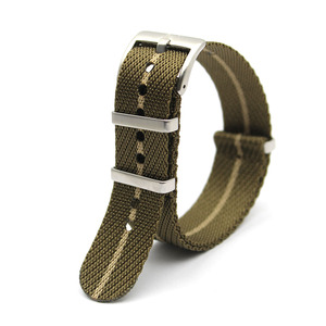 Bracelets de montre en nylon rayé vert <span class=keywords><strong>kaki</strong></span> beige très vendus, une seule pièce, passant 18 mm, 20 mm, 22 mm, bracelet de montre en tissu pour montre lourde - Product Image 2