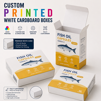 Emballage de capsules d'huile de poisson, boîte en carton blanc de qualité supérieure avec feuille d'aluminium argentée, boîte rigide pliable de qualité pharmaceutique