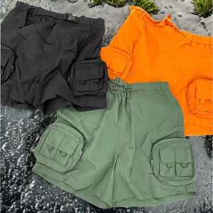 กางเกงขาสั้นคาร์โก้พิมพ์ลายลำลองกันน้ำ พิมพ์โลโก้ OEM ตามสั่ง คุณภาพสูง ทรงโอเวอร์ไซส์ ผลิตจากโพลีเอสเตอร์ ปิดด้วยเชือกผูก สำหรับผู้ชาย - Product Image 2