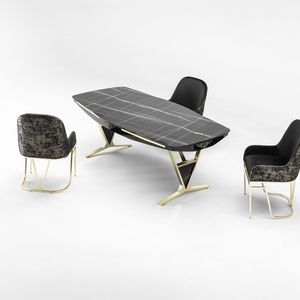 Mesa de Comedor Moderna de Lujo Bugatti Rosse con Cubierta de Mármol, Patas de Metal, Rectangular, para 6 Personas, Estilo Europeo, Diseño Estable, Turquía - Product Image 1