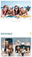 Mini bâton de selfie pliable Q12S avec télécommande sans fil, support de téléphone de poche pour vlogging, TikTok, Instagram, accessoires de voyage