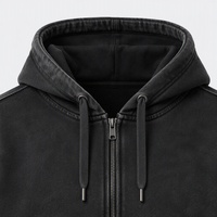 Sweat-shirt à capuche zippé pour homme, 355 GSM, épais, coupe oversize, en polaire, streetwear premium, vierge, avec épaules tombantes