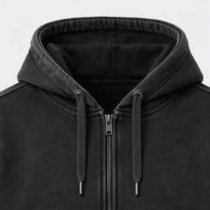 Sweat-shirt à capuche zippé pour homme, 355 GSM, épais, coupe oversize, en polaire, streetwear premium, vierge, avec épaules tombantes - Product Image 5