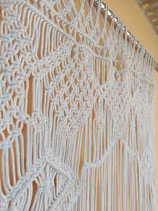 Tapisserie murale en macramé blanc, rideau décoratif fait à la main pour salon, chambre à coucher, entrée - Product Image 5