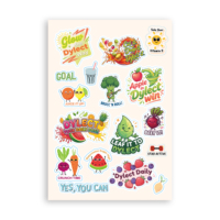 Cartoon Fruit Groente Gezonde Motiverende Sticker Sheet Die-Cut Decal Sap Drankje Schattig Waterdicht A5 Kiss Cut Stickers