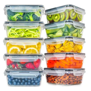 Set de almacenamiento de alimentos para microondas, contenedor de plástico sin Bpa, con tapas de bloqueo, 35 OZ, 10 Uds.