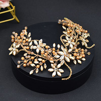 Nouvelle Conception, Applique Faite Main, Perles Scintillantes, Strass, Guirlande de Cheveux Longue à Feuilles Florales, Décoration Nuptiale pour Soirée Formelle