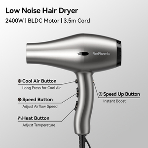 ไดร์เป่าผม FirePhoenix Professional 2400W มอเตอร์ BLDC เสียงเบา <span class=keywords><strong>4</strong></span> ระดับความร้อน พร้อมปุ่มบูสต์+กดยาวเพื่อเป่าลมเย็น สายยาว 3.5 เมตร - Product Image 2