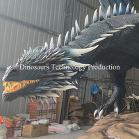 Modèle d'animatronique de dragon bleu glacé mythique à vendre, grand modèle sur le thème des animaux pour parc à thème