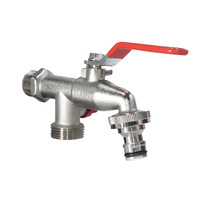 Robinet d'extérieur 1 entrée 2 sorties pour arrosage de fleurs, résistant au froid et à la chaleur, anti-gel, norme BS, connexion filetée, en métal zinc