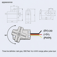 Moteur servo numérique micro SG90 sans noyau 9g, rotation à 180 degrés, engrenage en plastique pour avion RC, hélicoptère, drone, robot pour le bricolage