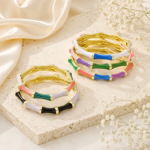 Factory Wholesale Fashionable Plant Knot Shaped Jade Electroplated Christian <b>Bangle</b> Hand Jewelry Drip Oil Color Matching - Product Image 6