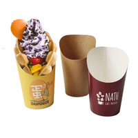 Fête à emporter cuisson 12oz 16oz oblique papier kraft pop-corn frites oeuf bulle gaufre porte-gobelet