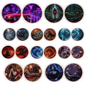 Set di 2 Monete Commemorative in Rame Puro .999 da 1 Oncia, Tema Lupo-Uomo Principe, Stile Anime Fantasy, Prezzi all'Ingrosso - Product Image 5