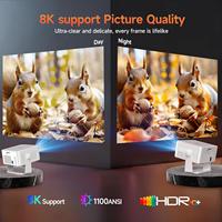 Projecteur portable d'extérieur HY450MAX 800 ANSI 1080P avec autofocus, prise en charge 8K, Android 14 natif, WiFi 6, mini-projecteur Beam pour home cinéma