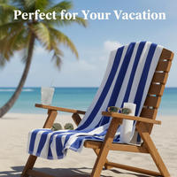 Wholesale 100% Cotton Terry 30x60in Summer Beach Towel 400GSM Blue Striped Water-absorbing Quick-dry Bath Towel