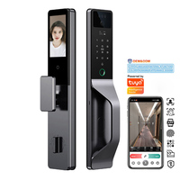 Serrure de porte intelligente multifonctionnelle à double caméra, avec reconnaissance faciale et empreinte digitale, connectée Tuya Wifi, à déverrouillage par veine palmaire