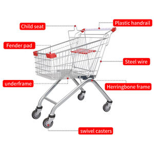 Chariot de courses à double panier, chariot de supermarché, chariot de courses - Product Image 3