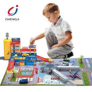 Children high quality big luxury play set kids Inertia diecast toy airport play set