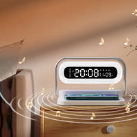 Lampu malam LED RGB multifungsi, Model baru pengisi daya nirkabel dengan Speaker Bluetooth jam Alarm