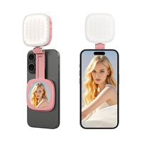 Lumière à selfie magnétique avec miroir intégré, lumière LED portable pour téléphone portable, lumière de poche pour photographie, éclairage à selfie, 10 niveaux de luminosité