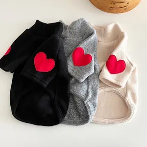 Autumn Winter Plush Love Sweaters Pets Cats Small Clothes for DogsThick Warm Dog Clothes Pet Accessories