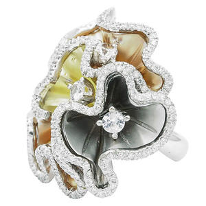 Anello da Donna F427 in Oro Bianco con Diamanti Naturali Taglio Brillante Rotondo, Gioiello Nuziale, Pietra Principale Colore D - Product Image 3