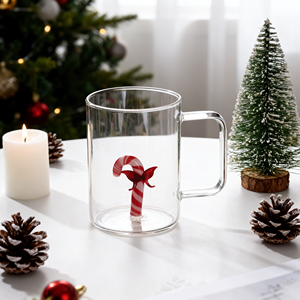 Taza de Vidrio de Doble Pared <span class=keywords><strong>con</strong></span> Diseño de Bastón de Caramelo Navideño, 12 oz, de Borosilicato, para Regalo Navideño, Relleno de Calcetín, Fiesta de Invierno - Product Image 6