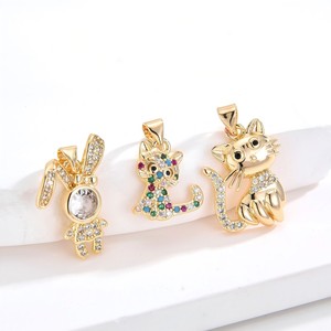 נהדר זהב 14k נחושת זירקון אנטי דהה שלום קיטי תליון חיות שרשרת קסם הסיטונאי - Product Image 1