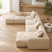 Ensemble de canapés d'angle modulaires italiens - Grand canapé moderne en tissu de style divisé - Mobilier de salon compact