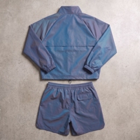 Ensemble de survêtement deux pièces personnalisé streetwear avec logo brodé/sérigraphié, short et survêtement en nylon avec doublure en sangle