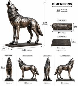 Escultura de Lobo de Bronce Fundido a Medida, Moderna, de Metal, Estatua de Animal de Cobre para Decoración Pública de Parques y Jardines Urbanos - Product Image 3