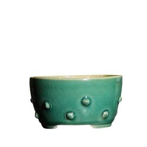 Round Ceramic Bonsai <b>Pot</b> With Drum Shaped Dots <b>Small</b> Miniature Planter For Desktop Calamus <b>Plant</b> - Product Image 5