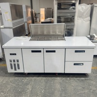 Meja Persiapan Komersial Portabel dengan Kulkas, Baja Tahan Karat 304, 2 Pintu, Kontrol Digital, Stasiun Pizza & Salad, Pendingin Udara, untuk Dapur