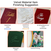 Protège-menu en velours personnalisé avec logo gaufré, support de menu en tissu rouge à 4 coins pour mariage, fête, bar, restaurant