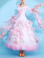 Vente en gros pas cher de haute qualité vêtements de performance blancs femmes adultes robe de compétition de salle de bal