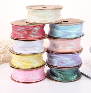 Ruban de <span class=keywords><strong>gaze</strong></span> de queue de poisson irisé pour bouquets de fleurs fraîches, bord de vague avec décoration d'arc - Product Image 4