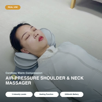 Masseur pour le cou et les épaules avec chaleur, conception à pression d'air rechargeable, 3 niveaux d'intensité, gris clair, pour la maison et le bureau