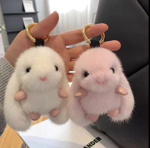 Llavero de peluche de piel sintética de visón, conejito, adorno colgante, venta al por mayor, regalo de cumpleaños, adorno para colgar en bolsas - Product Image 4