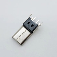 Connecteur Micro USB Type B 2 broches femelle DIP 90 degrés, prise de charge à trou, longueurs multiples 10-15 mm, montage sur circuit imprimé, boîtier LCP en alliage de cuivre