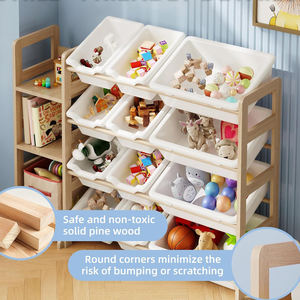 Étagère <span class=keywords><strong>de</strong></span> rangement pour jouets et livres pour enfants en bois massif avec logo personnalisé, organiseur <span class=keywords><strong>de</strong></span> jouets avec bacs <span class=keywords><strong>de</strong></span> rangement pour salle <span class=keywords><strong>de</strong></span> jeux - Product Image 2