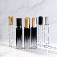 Flacon de parfum vide carré en verre dégradé noir personnalisé de 3 ml, 5 ml, 8 ml, 10 ml, 15 ml pour cosmétiques, avec pulvérisateur et couvercle en plastique