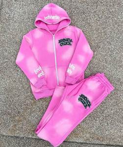 Otoño Invierno diseño personalizado hombres peso pesado Streetwear Joggers ropa informal suelta pantalones de chándal y Sudadera con capucha conjunto de dos piezas - Product Image 2