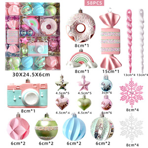 Plastic Painted Colorful Hanging Balls Ornaments Stars Snowflakes Donuts Cake Christmas Tree Decorations Macarons <b>Candy</b> Boxes - Product Image 4