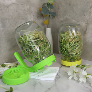 Nouveau Design Vert Sans BPA Large Bouche 86mm Semences Germination Mason Jar Couvercles avec Poignée - Product Image 4
