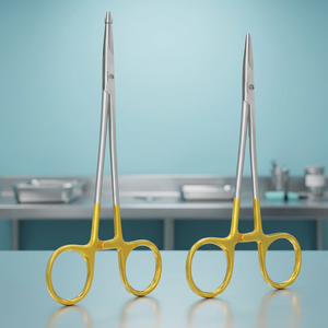 ที่จับเข็มผ่าตัดสัตวแพทย์ สแตนเลสสตีล พร้อมด้ามจับสีทอง ใช้ซ้ำได้ - Product Image 2