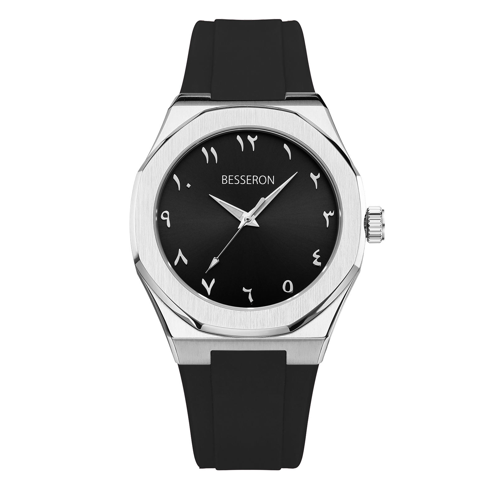 Montre à bracelet en caoutchouc noir