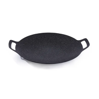 Plaque de cuisson ronde coréenne pour barbecue extérieur avec double poignée, plaque antiadhésive en fer, poêle à frire en acier inoxydable pour barbecue